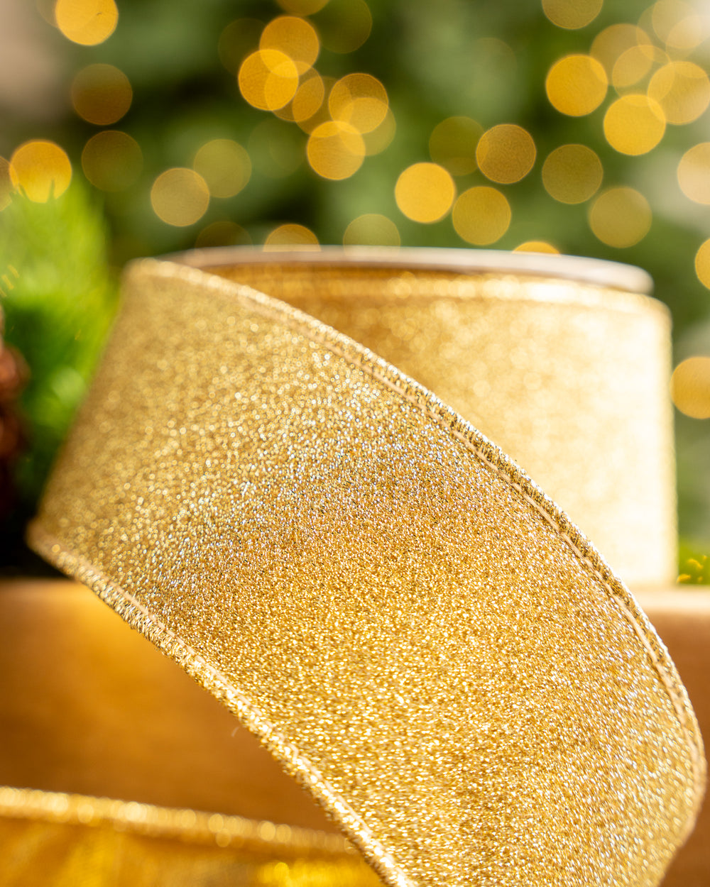 2.5" X 10YD Gold Mesh Ribbon With Gold Back