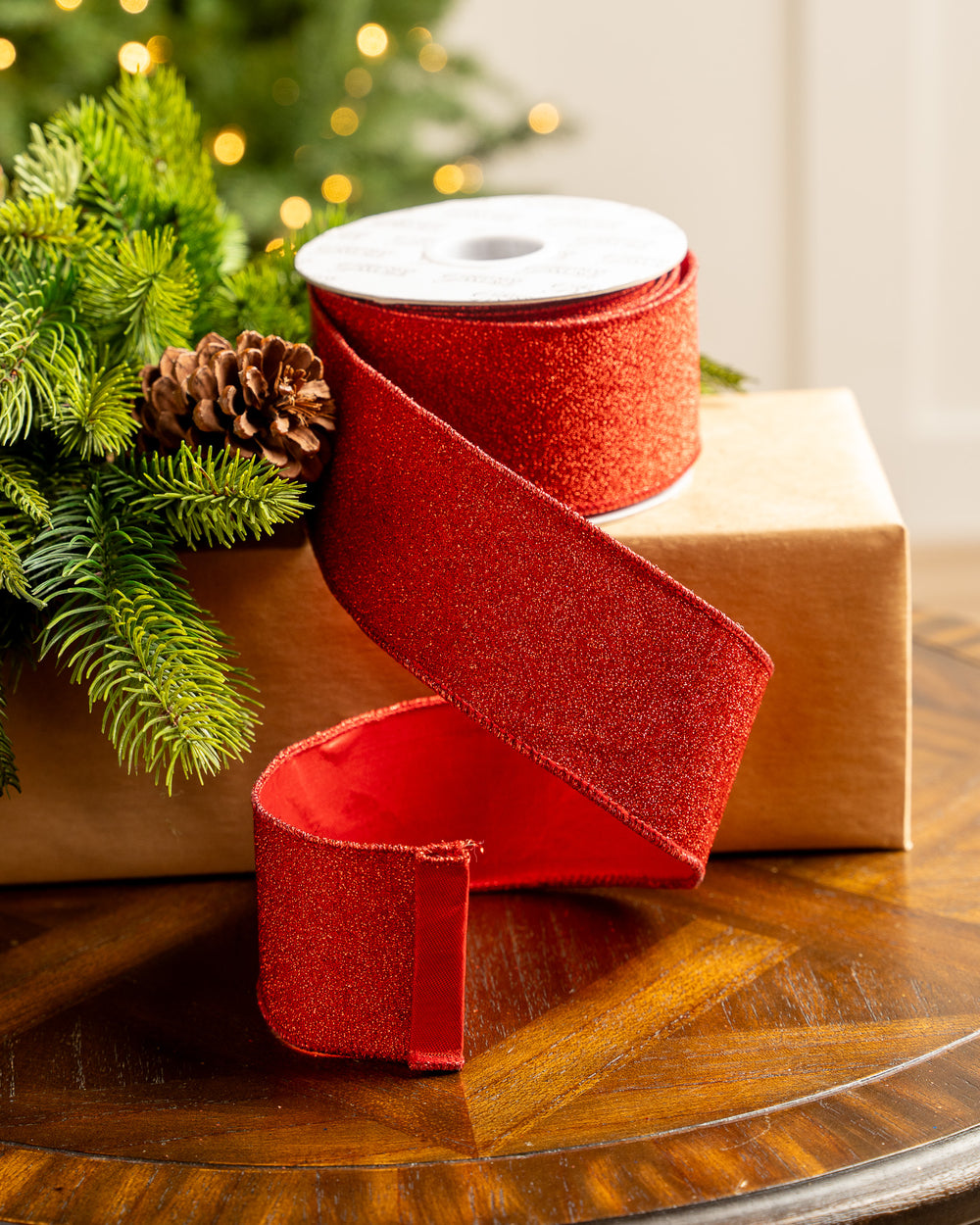 2.5" X 10YD Red Mesh Ribbon With Red Back