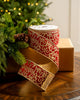 2.5" X 10YD Red Velvet Ribbon With Gold Glitter Filigree