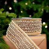 3" X 5YD Gold Beaded Pearl Ribbon