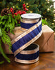 2.5" X 5YD Navy Ribbon With Platinum Edge