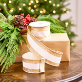 2.5" X 5YD White Ribbon With Platinum Edge