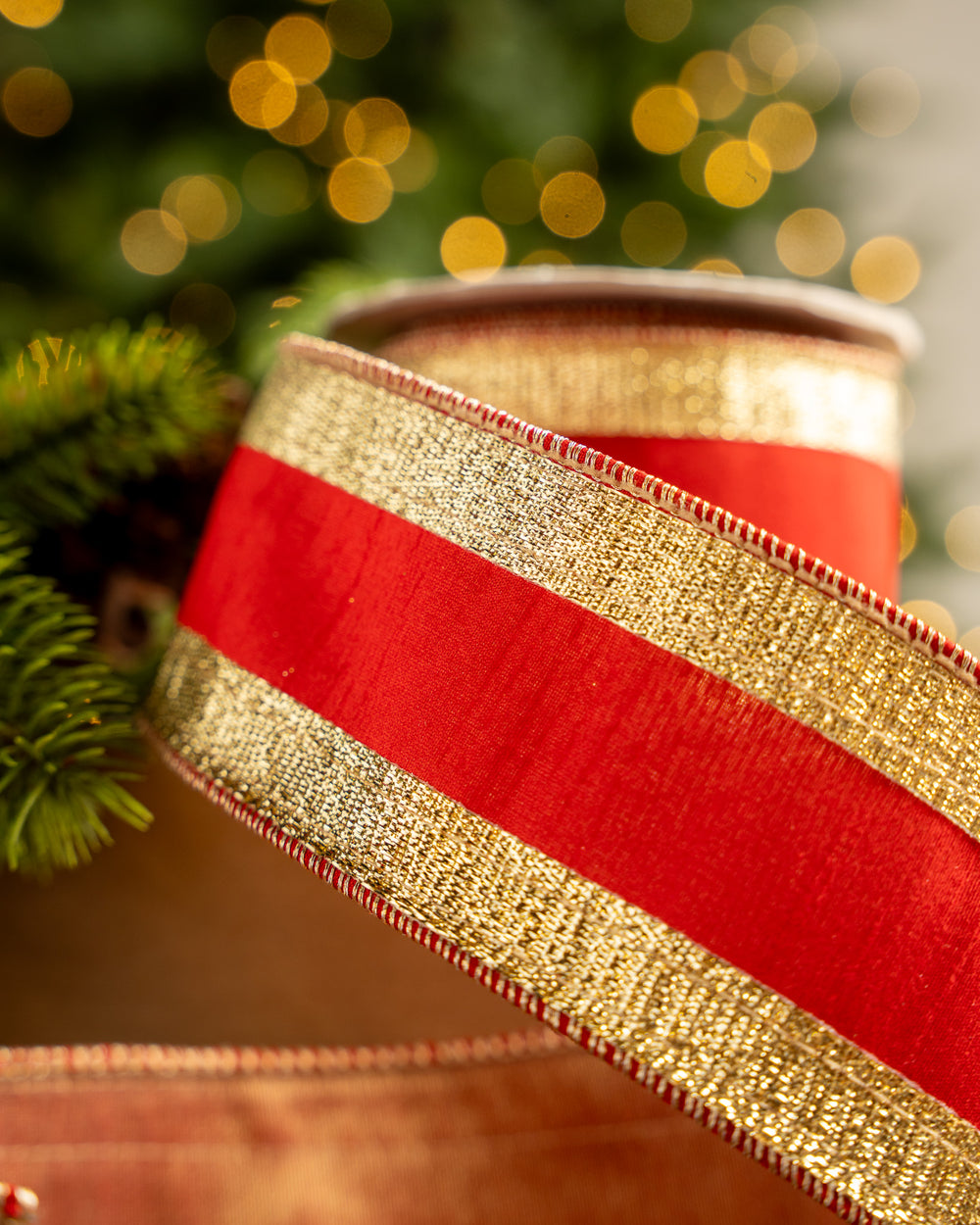 2.5" X 5YD Red With Gold Edge Ribbon