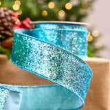 2.5" X 5YD Turquoise Glitter Ribbon