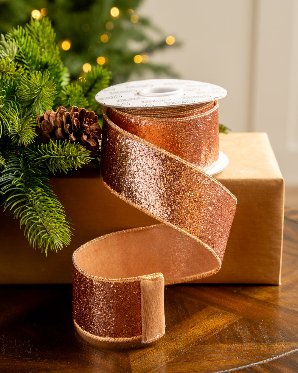 2.5" X 10YD Rose Glitter Ribbon