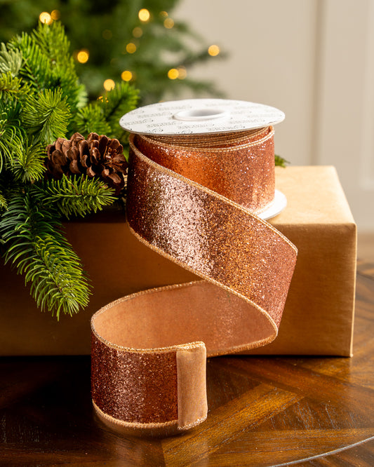 2.5" X 10YD Rose Glitter Ribbon