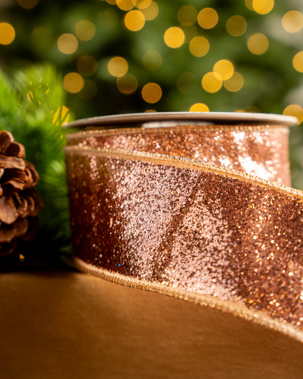 2.5" X 10YD Rose Glitter Ribbon