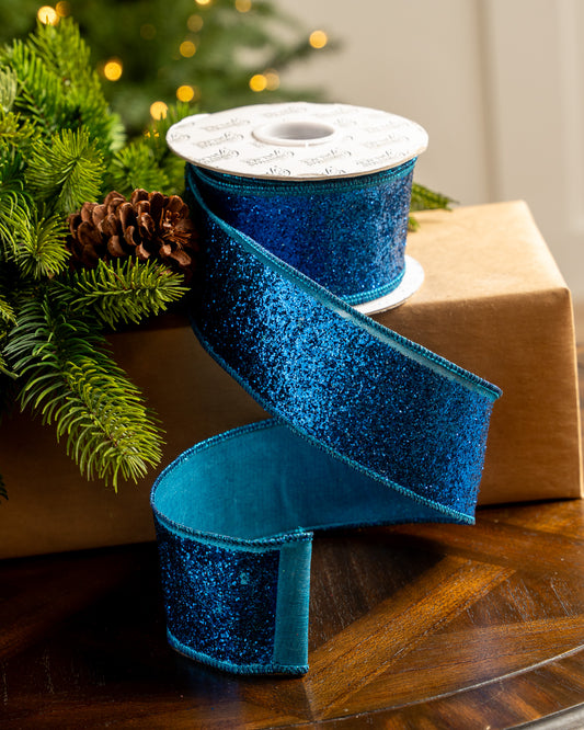 Cinta con purpurina azul medianoche de 2.5" X 10YD