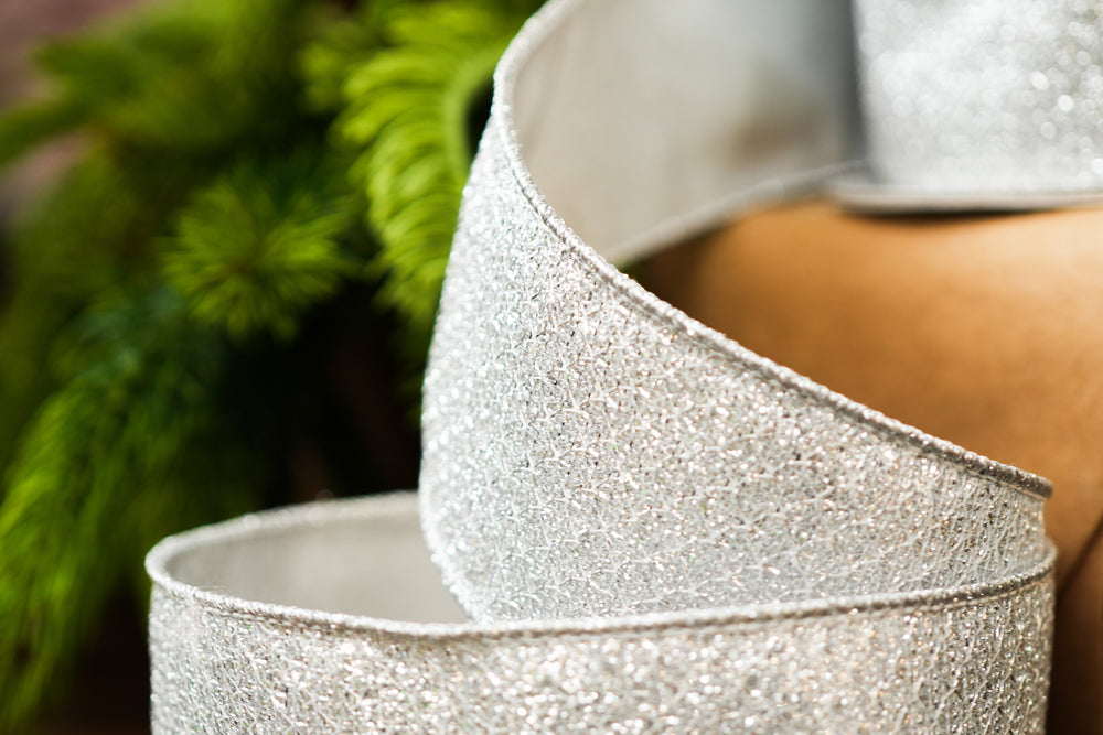 2.5" X 10YD Silver Mesh Ribbon