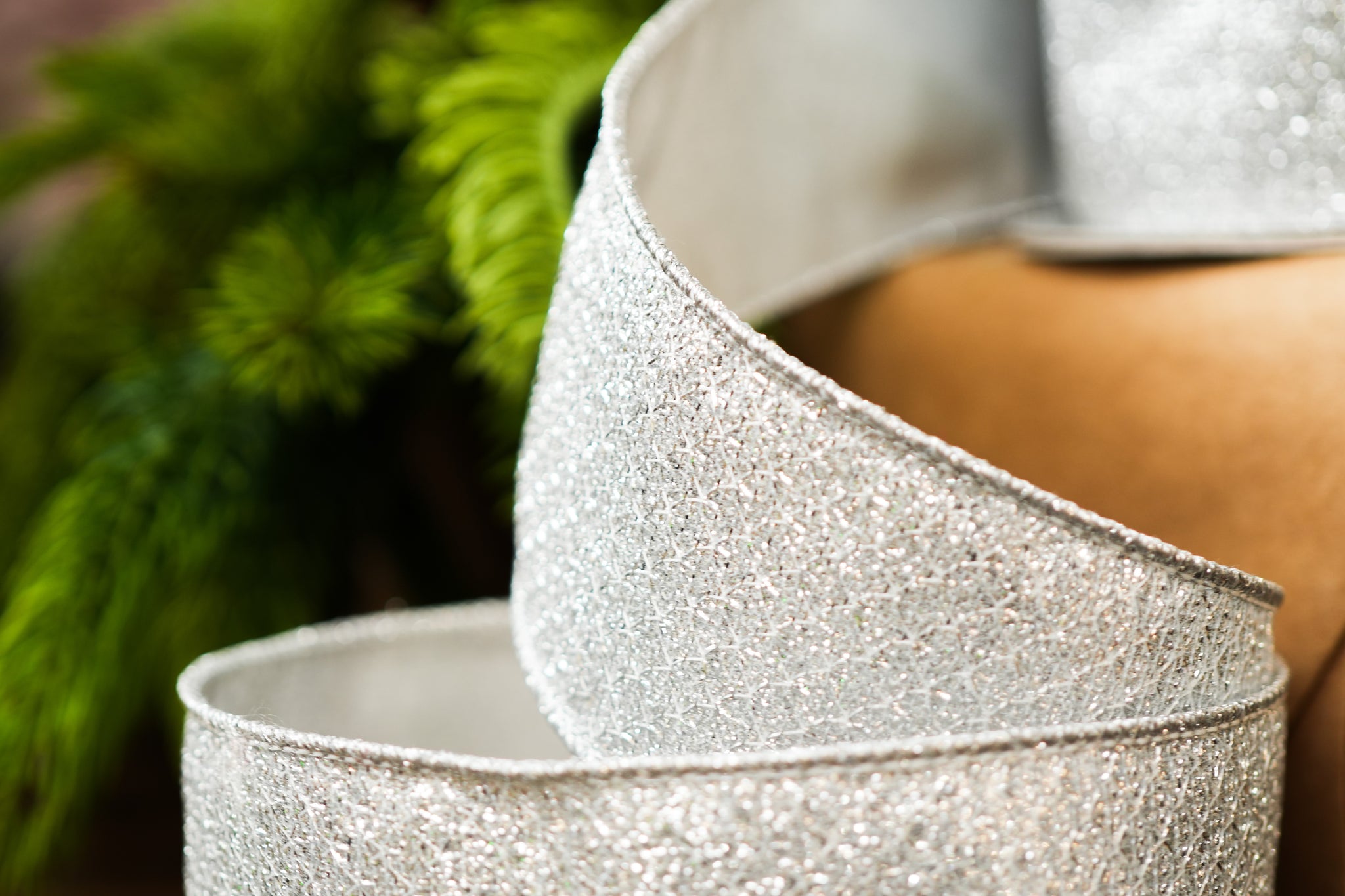 2.5" X 10YD Silver Mesh Ribbon