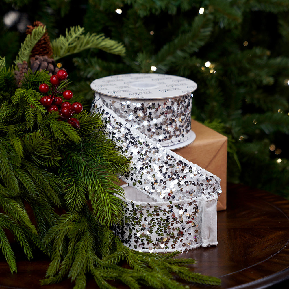 2.5" X 10YD White Velvet Ribbon