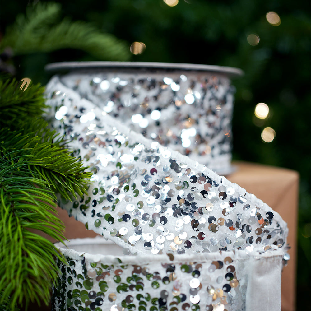 2.5" X 10YD White Velvet Ribbon