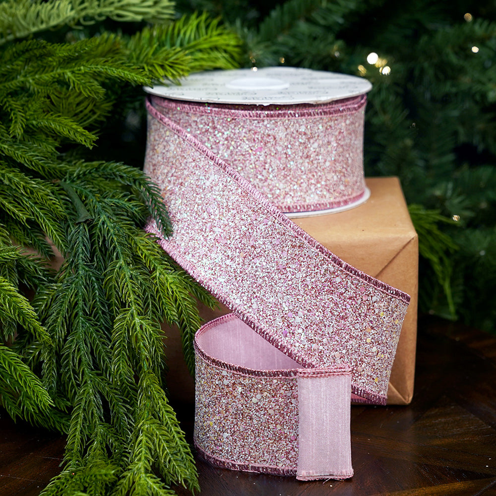 2.5" X 10YD Pink Glitter Ribbon
