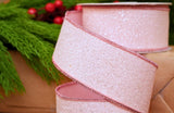 2.5" X 10YD Pink Ribbon With White Glitter