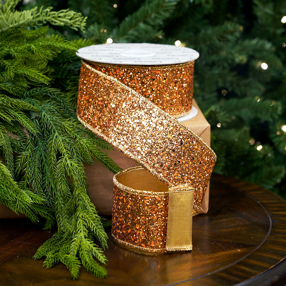 2.5" X 10YD Gold Glitter Ribbon