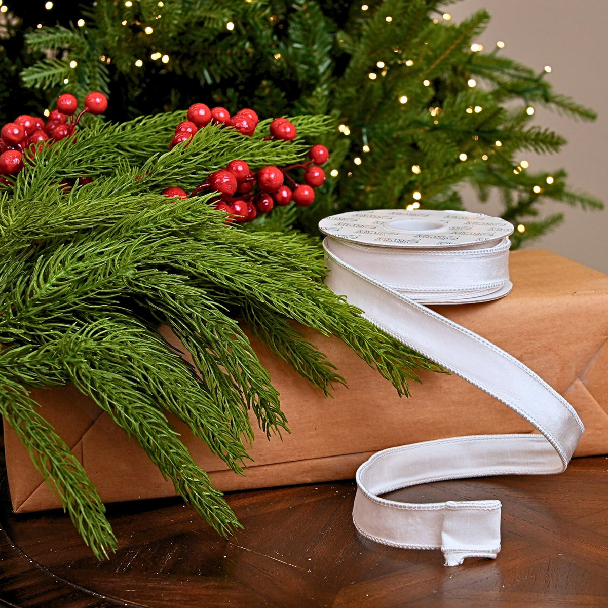 1" X 10YD White Velvet Ribbon Set Of 3