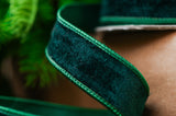 1" X 10YD Green Velvet Ribbon Set Of 3