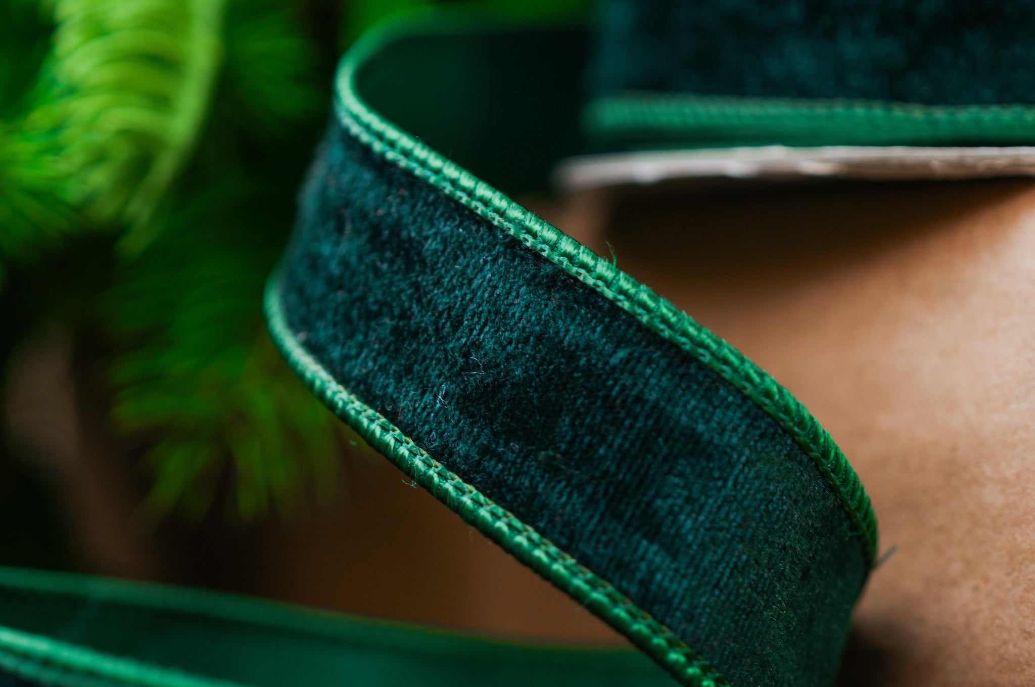 1" X 10YD Green Velvet Ribbon Set Of 3