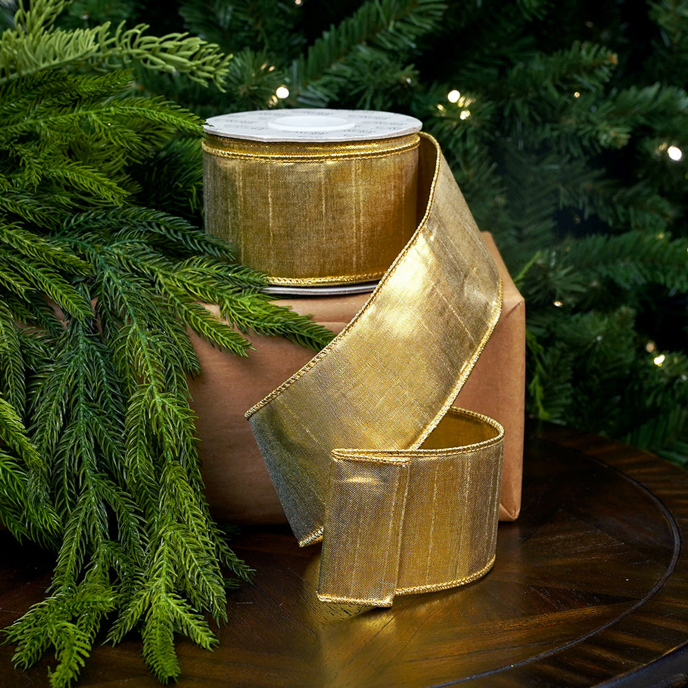 2.5" X 10YD Gold Mettalic Back Ribbon