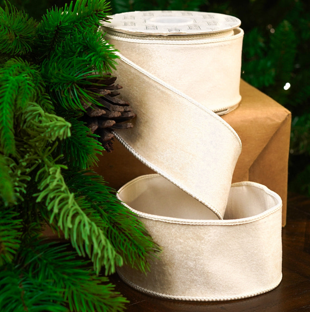 2.5" X 10YD Ivory Velvet Ribbon