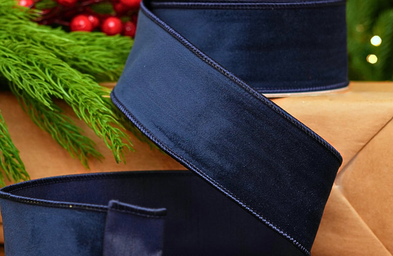 2.5" X 10YD Navy Velvet Ribbon