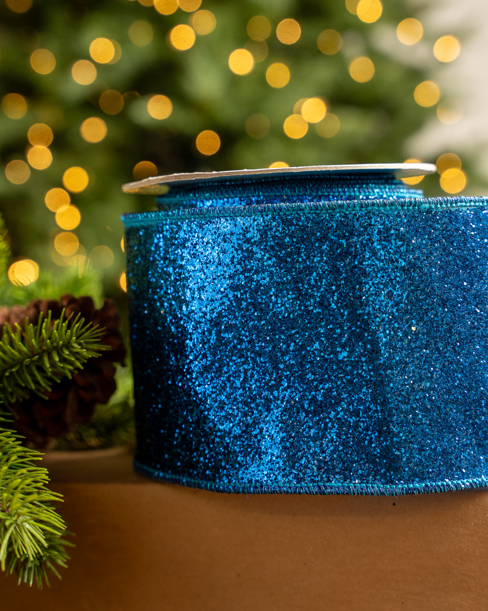 4" X 10YD Blue Glitter Ribbon
