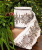 6" X 5YD White Velvet Ribbon With Silver Jewel Embroidery