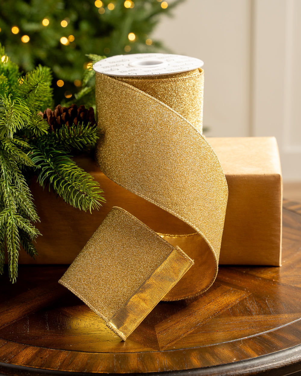 4" X 10YD Gold Glitter Mesh Ribbon