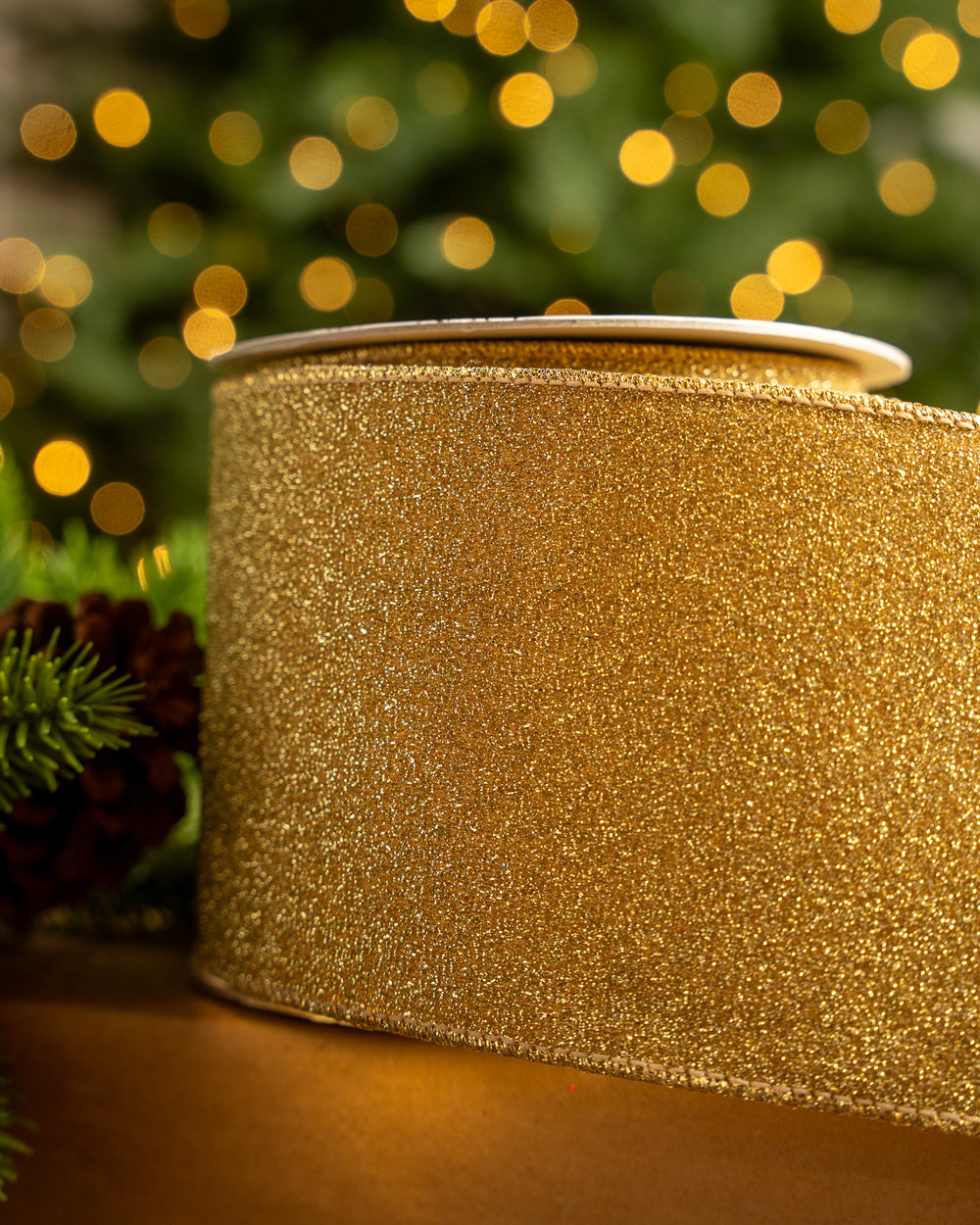 4" X 10YD Gold Glitter Mesh Ribbon