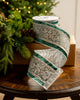 4" X 5YD Emerald Velvet Ribbon With Silver Beaded Center