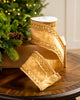 4" X 5YD Gold Ribbon With Beaded Jewel Trim