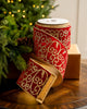 4" X 10YD Red Velvet Ribbon With Gold Glitter Scroll