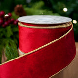 4" X 10YD Red Velvet Ribbon With Gold Trim
