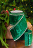 4" X 5YD Emerald Velvet Ribbon With Swarovski Trim