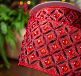 4" X 5YD Red Beaded Jewel Trim Ribbon