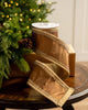 4" X 5YD Brown Ribbon With Gold Crochet Trim