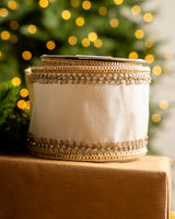 4" X 5YD Ivory Ribbon With Gold Crochet Trim