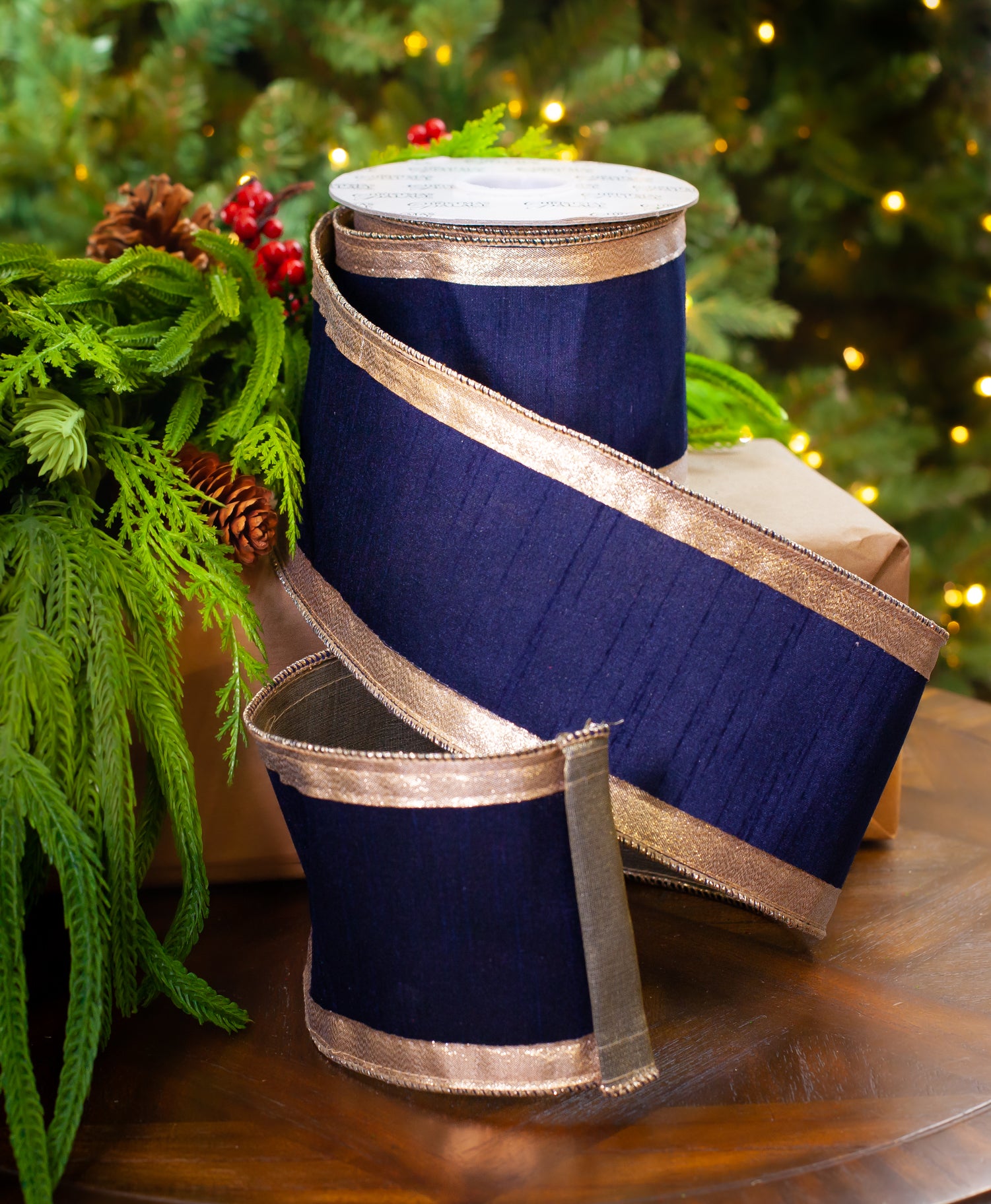 Blue velvet ribbon, Navy blue velvet Christmas ribbon, navy blue 2024 with sequins snowflakes wired ribbon. Wide Christmas tree ribbon