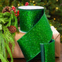 4" X 10YD Emerald Glitter Ribbon