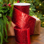 4" X 10YD Red Glitter Ribbon