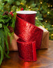 4" X 10YD Red Glitter Sequin Ribbon