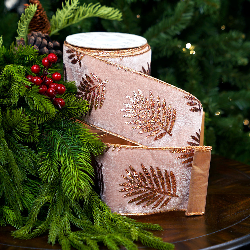 4" X 10YD Rose Gold Glitter Ribbon