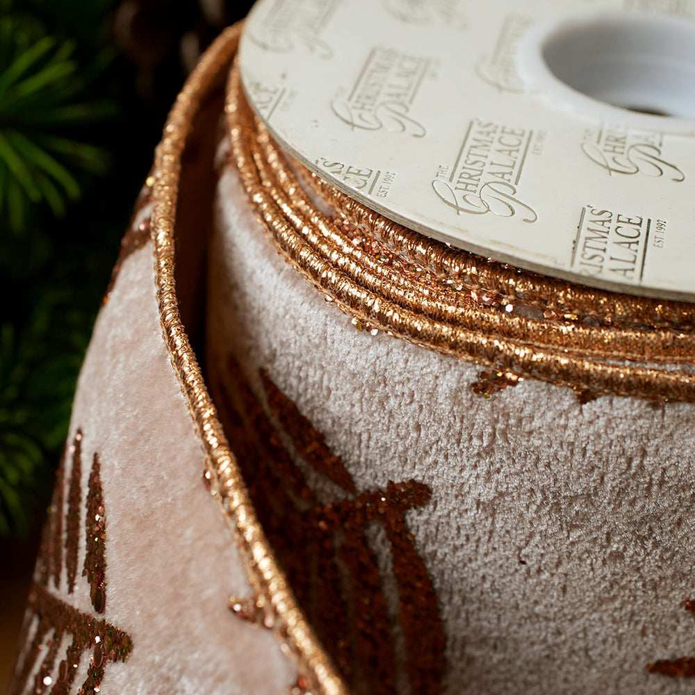 4" X 10YD Rose Gold Glitter Ribbon