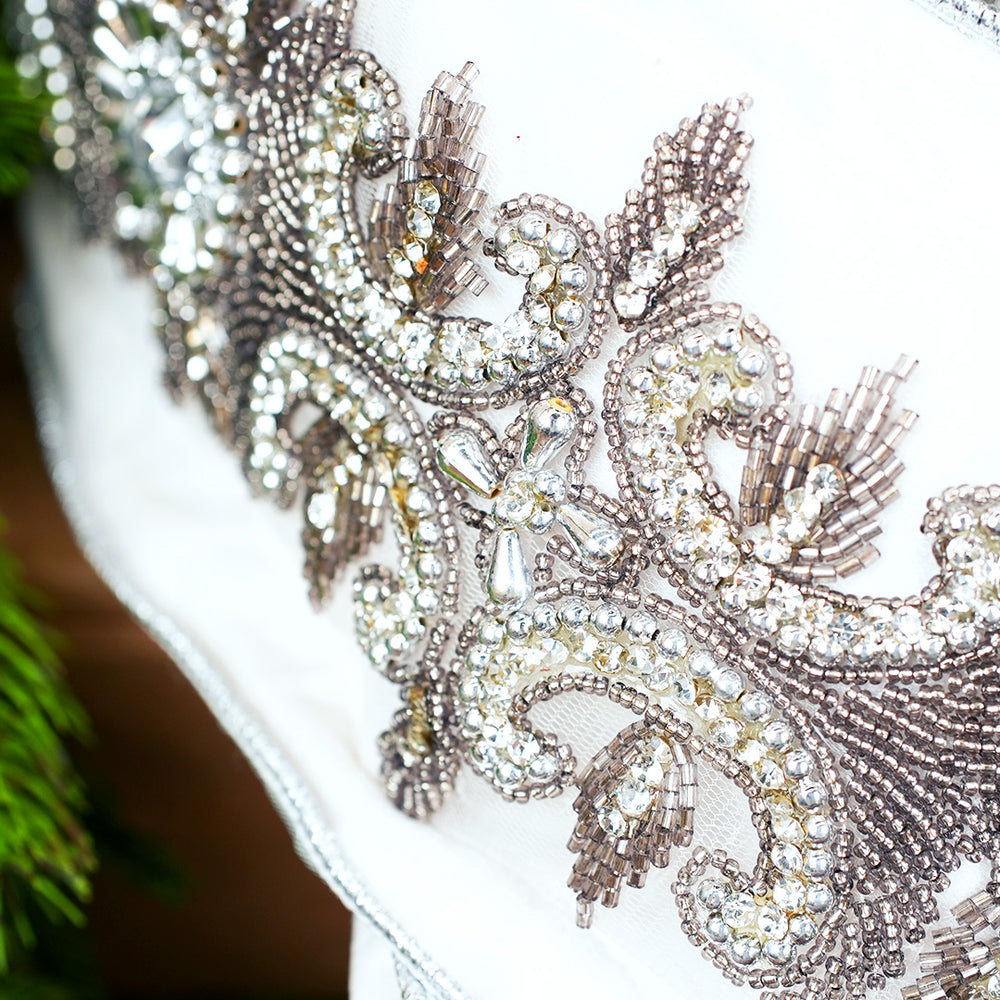 4" X 10YD Silver Sequin Embroidery Ribbon