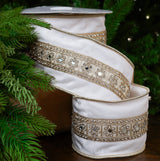 4" X 10YD Gold Jewel Ribbon with Jewels