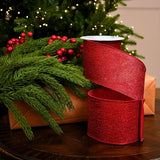 4" X 10YD Red Glitter Line Ribbon