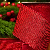 4" X 10YD Red Glitter Line Ribbon
