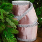 4" X 5YD Pink Velvet With Jewel Trim Ribbon