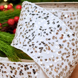 4" X 10YD White Velvet Ribbon With Silver Sequins