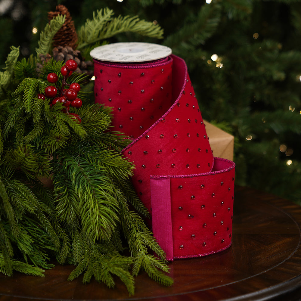 4" X 5YD Hot Pink Velvet Ribbon